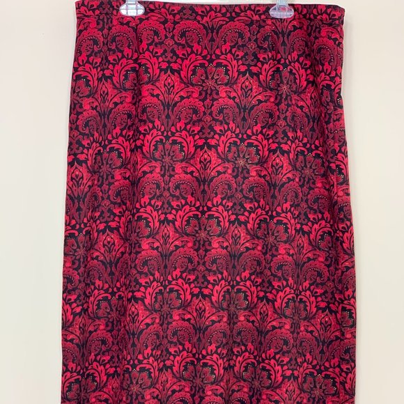 Retro A-line Red and Black Damask Skirt Size 3X - Picture 1 of 7
